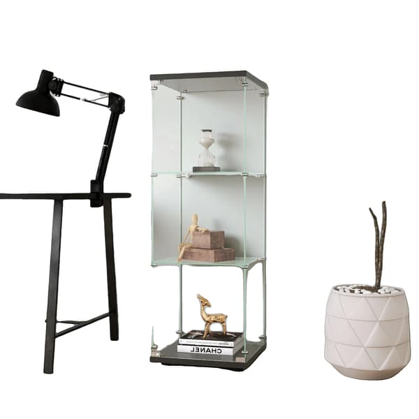 Dekorativ Hylde, Glasmateriale, Moderne Design,Sort