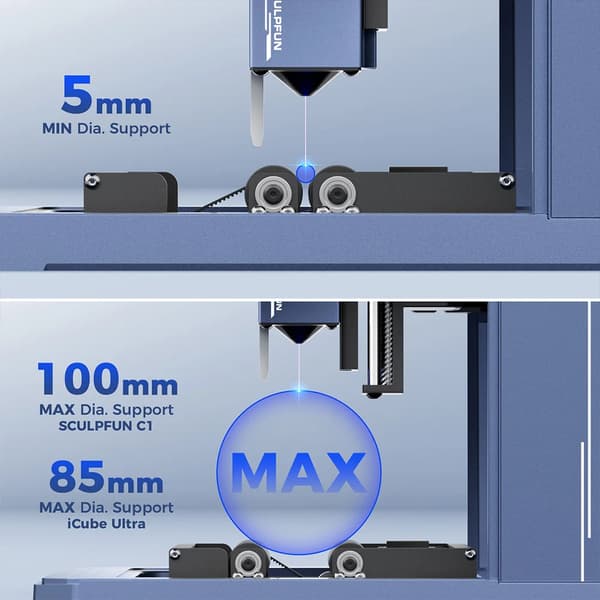 Rotary Roller, Justerbar Axeln, Plug-and-Play Design,SCULPFUN RA Mini