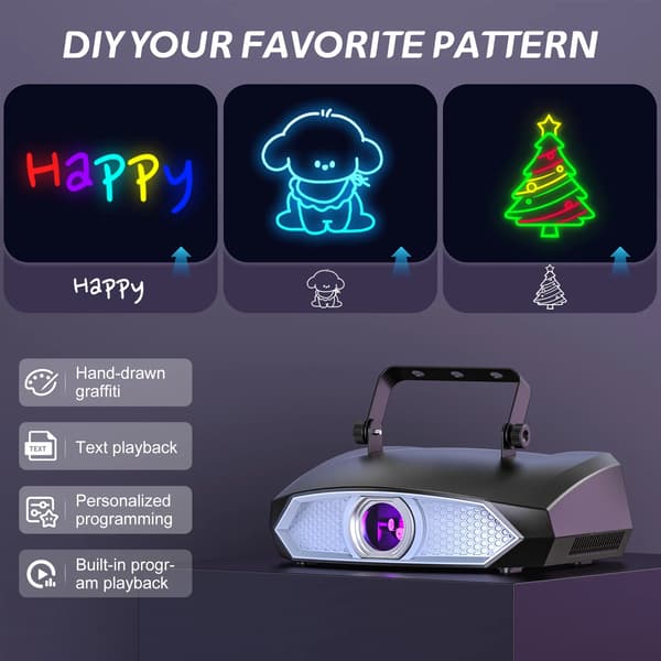 Laserbelysning, 3D-animation, flere kontroltilstande,EU stik, sort