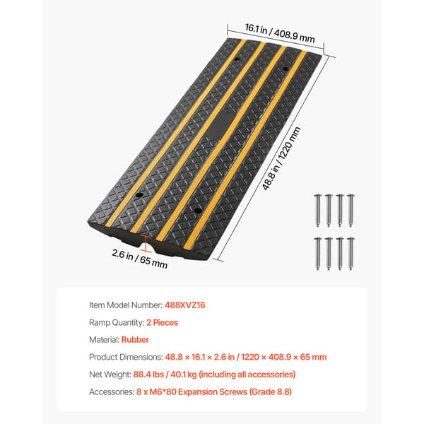 Bilindkørsel Rampe, Holdbart Gummi, Reflekterende Strips,2PCS