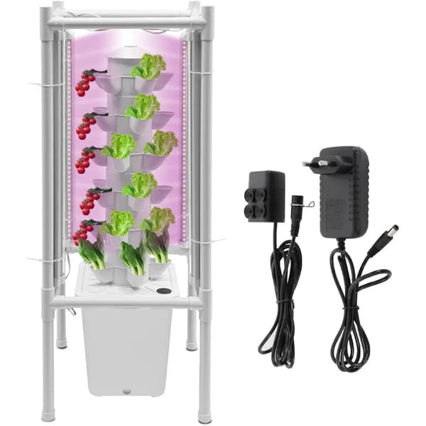 Hydroponisk Torn, 30 Växthål, LED UV-belysning,VIT
