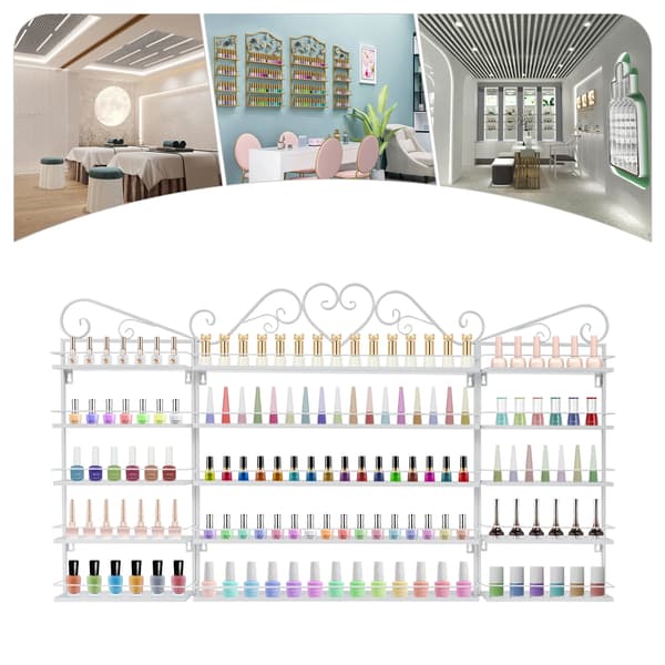 Nagellack Förvaringsställ, Väggmonterad Design, Stor Kapacitet,VIT
