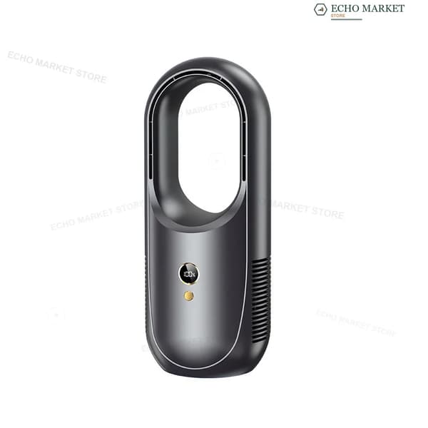 Bærbar bladløs skrivebordsblæser, USB-genopladelig, digital skærm,S8-sort