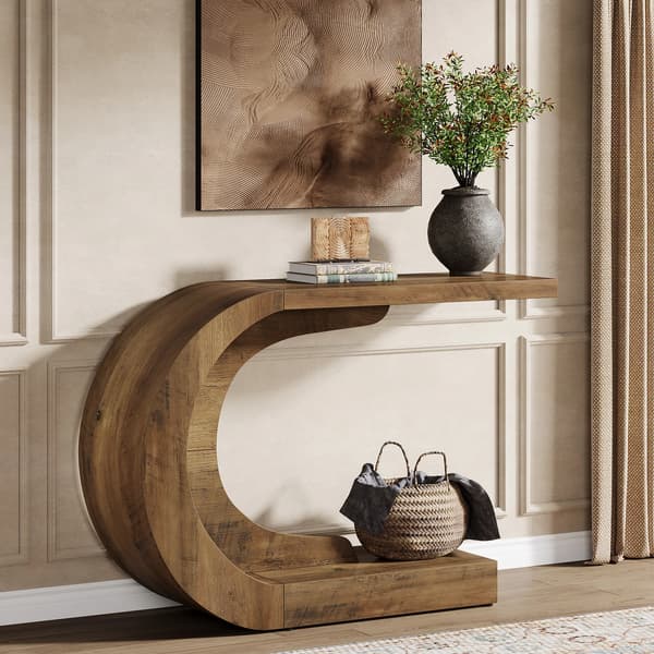 Konsolbord, C-formet design, alsidig brug,Brun