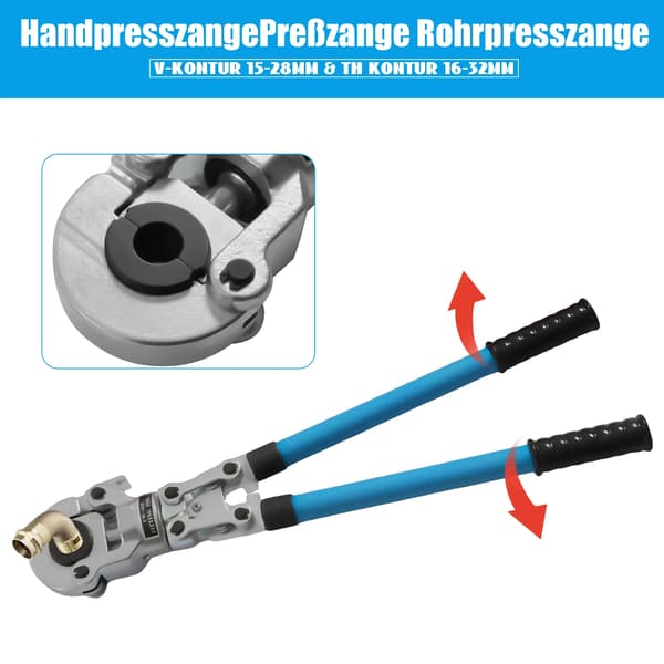 PEX Crimping Tool Kit, Højkvalitets Kulstofstål, Ergonomisk Greb,blå