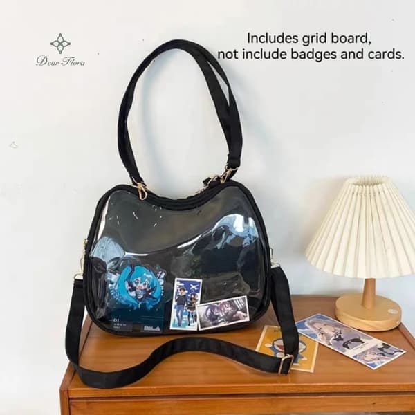 Crossbody Taske, Sød Kat Design, Justerbar Rem,sort