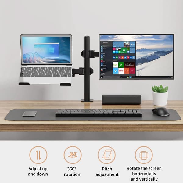 Skärmställ, Ergonomisk Design, Kabelhantering Ingår,svart