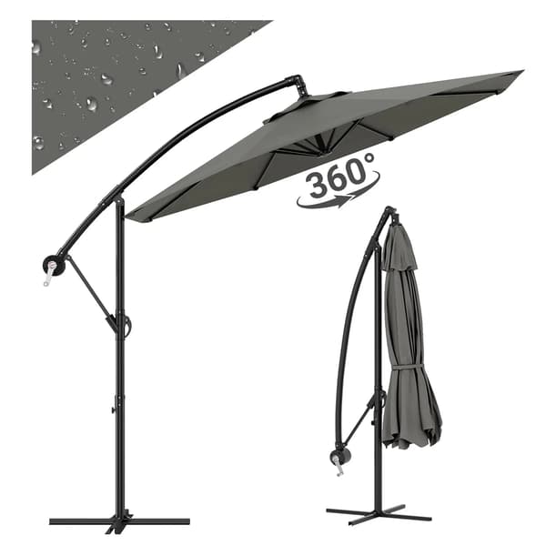 Balkongparasol, 360° Rotation, UV-skydd,grå