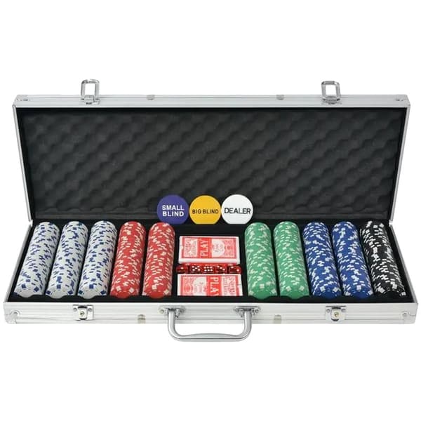 Pokerchipset, Bärbar Aluminiumväska, 500 Chips,Som bild