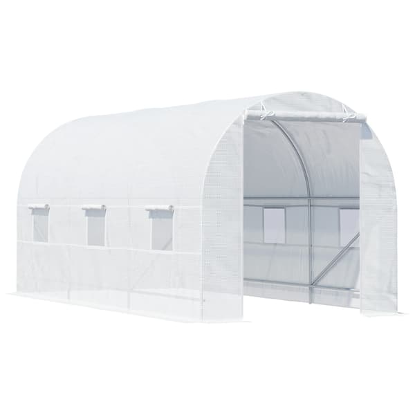 Växthus, Polyetenmaterial, Rullport,4.5x2x2M, Vit
