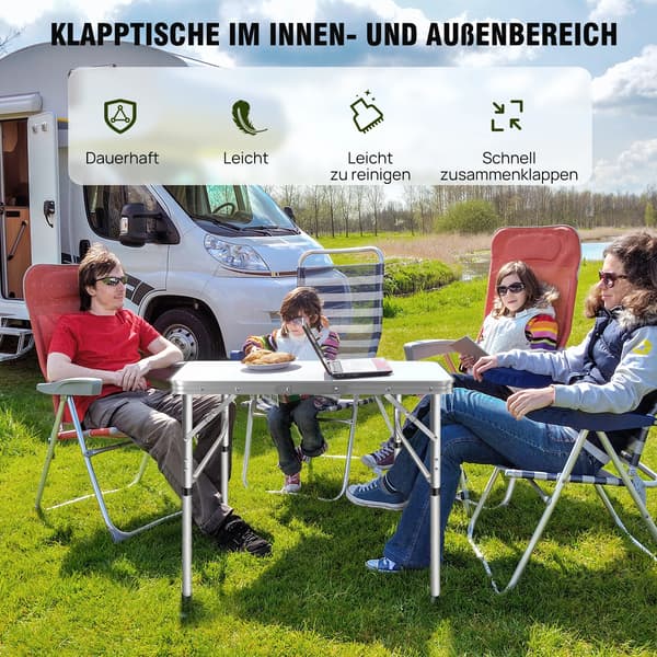 Fällbart Campingbord, Höjdjusterbart, Bärbart Design,Fällbord