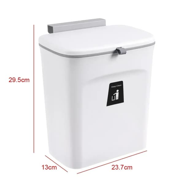 Väggmonterad Soptunna, Glidande Lock, Platsbesparande Design,VIT, 9L