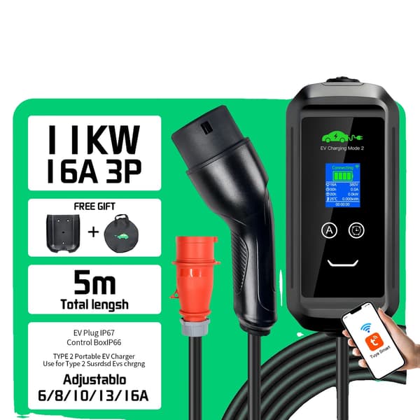 EV-laddare, 11KW utgång, WiFi-appkontroll,Typ2