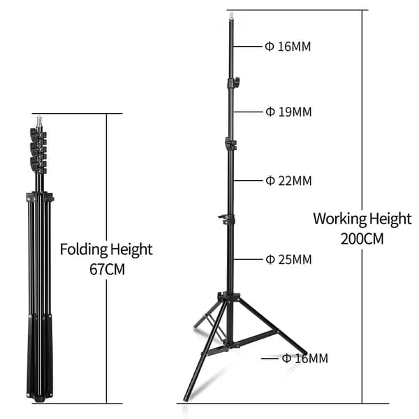 Ljusstativ, Justerbar Höjd, Lättviktsdesign,200cm