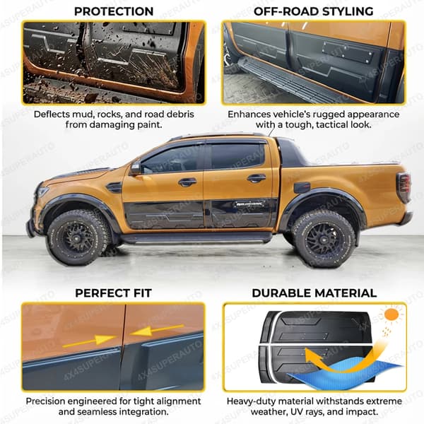 Side Door Molding Guards, Perfekt Pasform, Nem Installation,FORD RANGER 2012-22