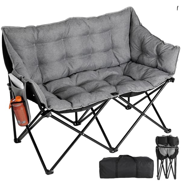 Campingstol, Dubbel Sittplats, Fällbar Design,Grå 1 st Stolar