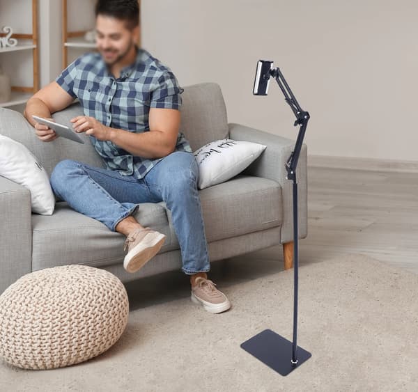 Tablet Stativ, Justerbar Højde, 360° Rotation,sort