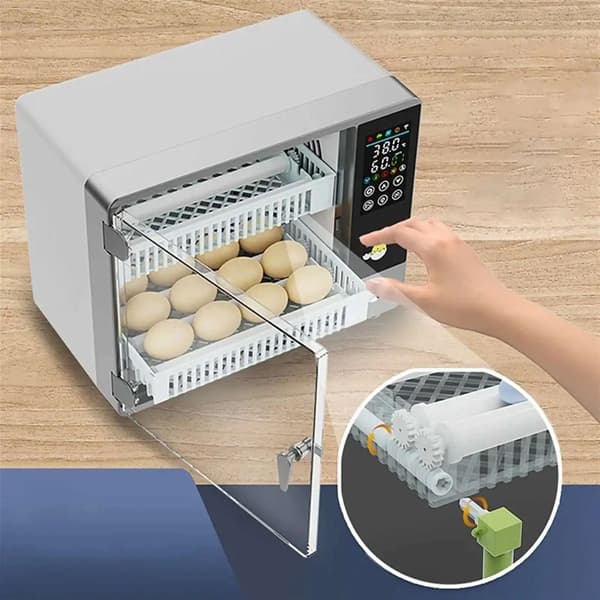 Æg Inkubator, Automatisk Æg Drejer, Touchscreen Kontrol,sort