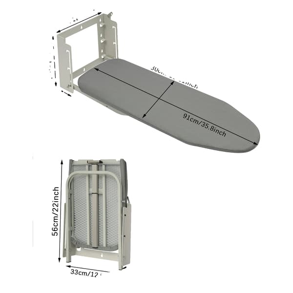 Strykbord, Väggmonterad Design, Justerbar Höjd,grå