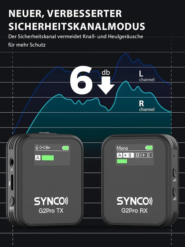 Lavalier Mikrofon, Trådløs Transmission, Én-Touch Støjreduktion,sort