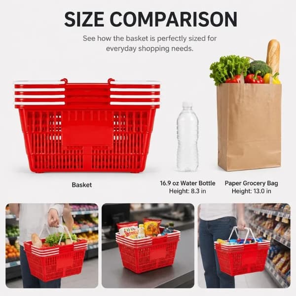 Shoppingkorgar, Stor Kapacitet, Stapelbar Design,Röd