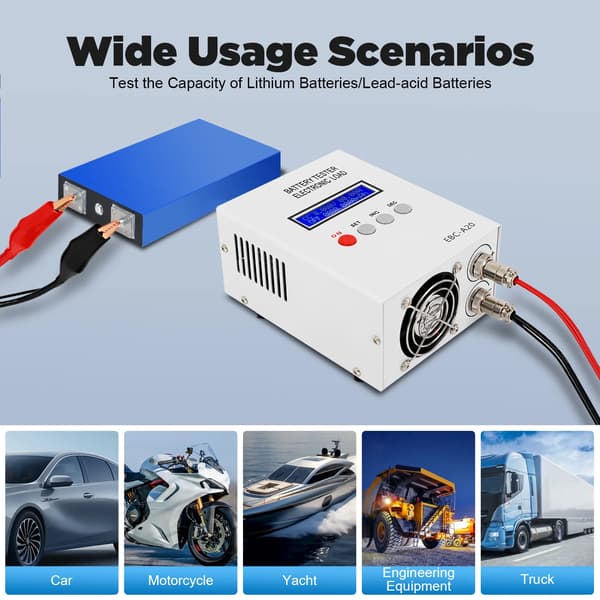 Batterikapacitetstestare, Precision Lasttest, LCD-display,Off White
