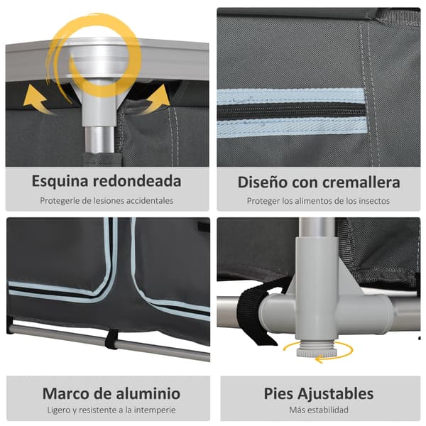 Camping Skab, Aluminiumramme, Sammenklappeligt Design,Grå