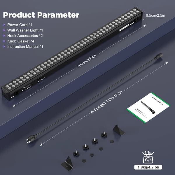 LED-ljusramp, RGB-effekter, DMX-kontroll,EU-kontakt