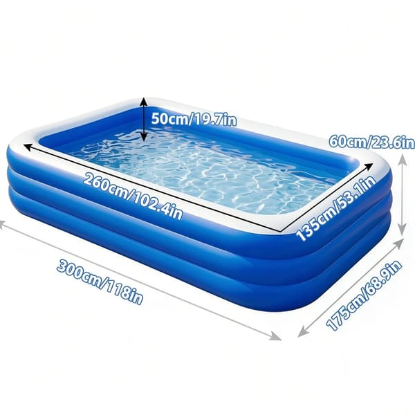 Oppustelig Pool, Holdbart PVC Materiale, Ideel til Familieb brug,XL-3m