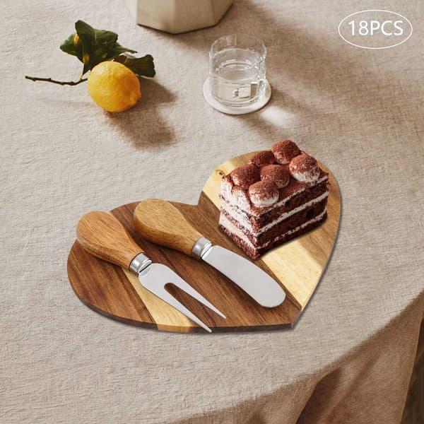 Ostbricka Set, Hjärformad Design, Premium Material,TRÄFÄRG