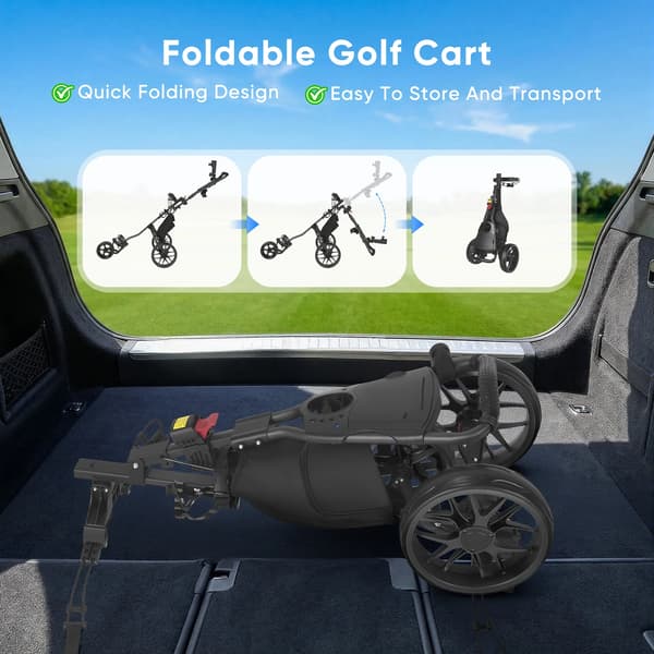 Golf Push Cart, Sammenklappelig, Letvægts,sort