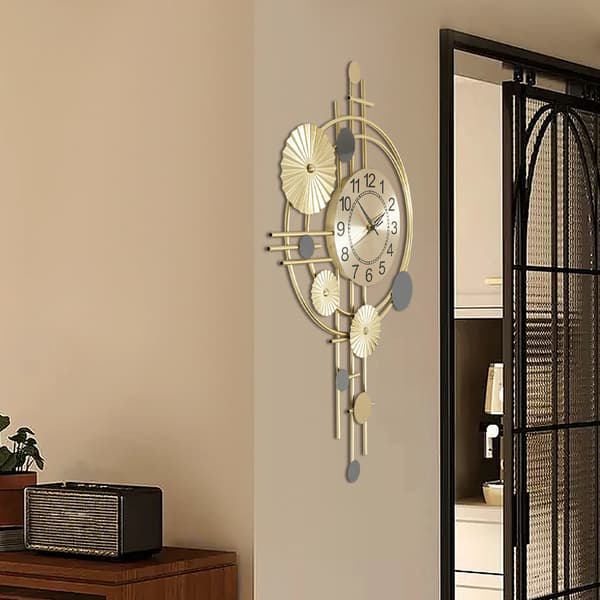 Väggklocka, Modern Design, Tyst Drift,Guld