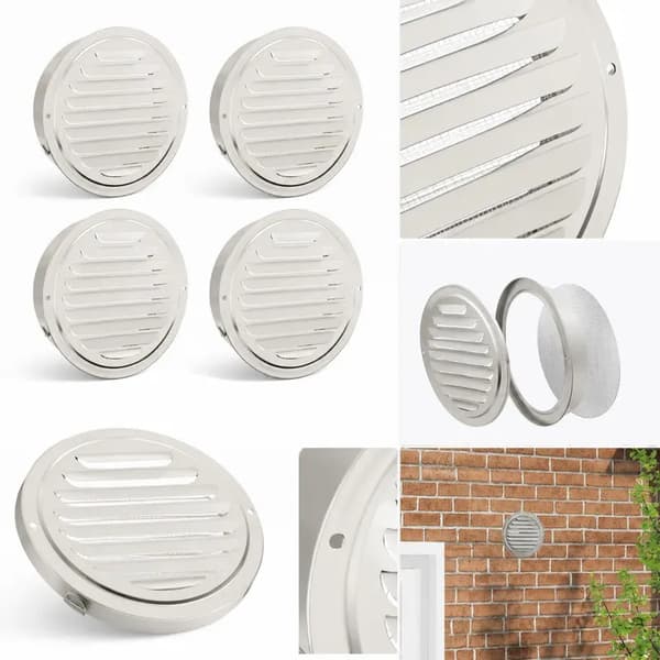 Ventilationsgaller, Rostfritt Stål, Insektsnät Ingår,Silver