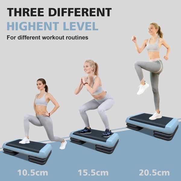 Trænings Aerobic Stepper, Justerbar Højde, Holdbart Plastdesign,Grå Sort