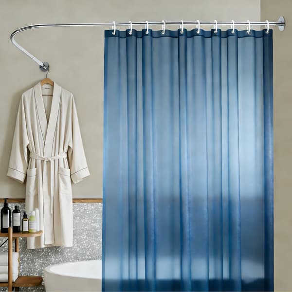 L-formad Duschdraperistång, Justerbar Design, Platsbesparande,Silver