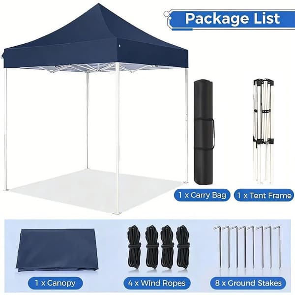 Gazebo, UV-beskyttelse, Nem opsætning,Mørkeblå-2x2Meter