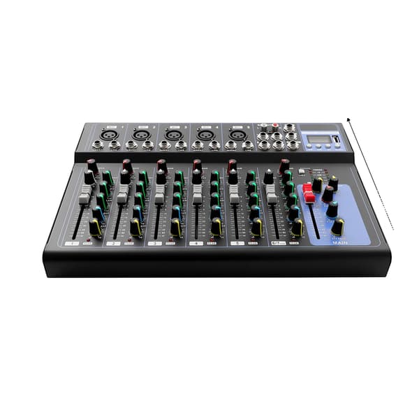 Lydmixer, 7-kanals indgang, USB-interface,sort