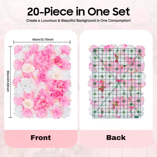 Blomvägg, Hållbar Utomhuspanel, Mångsidig Dekoration,Rosa