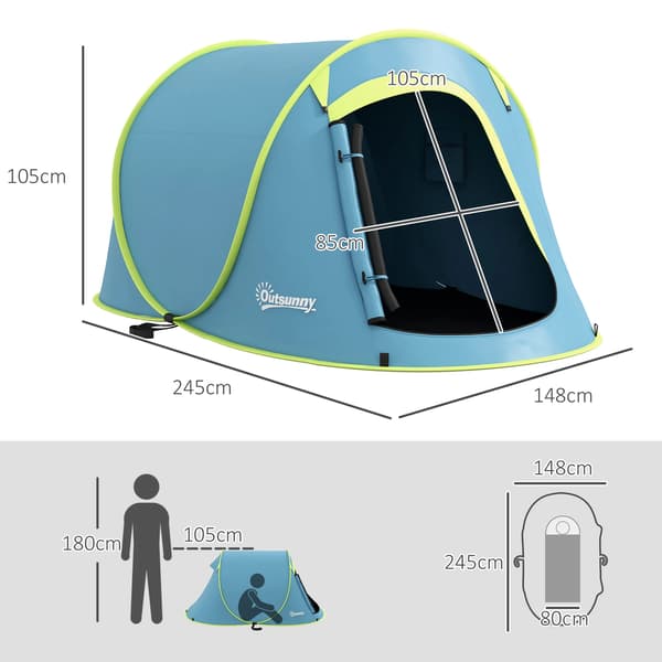 Campingtält, Ett Sovrum, Enkel Montering, Blå