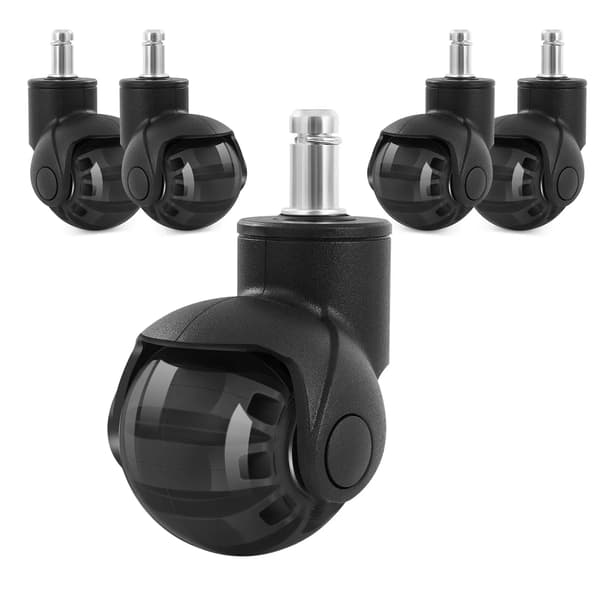Kontorstolshjul, Gummihjul, Kraftig Design,11mm, sort