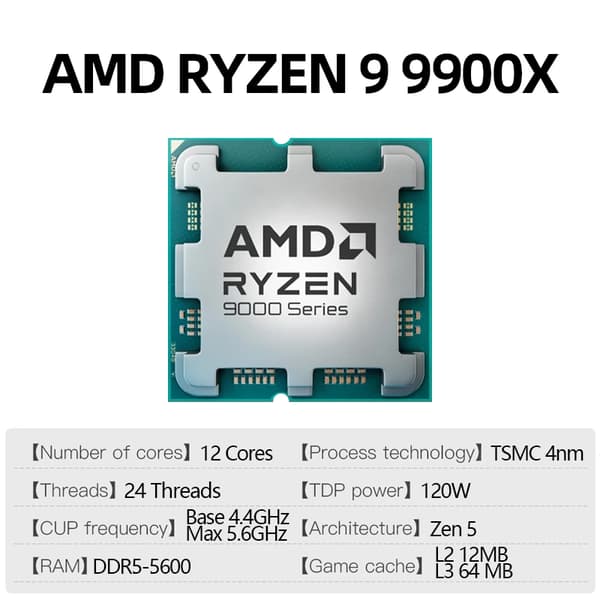 Processor, Socket AM4, 12 kerner, 24 tråde, 64MB L3 cache, 5.6GHz maks. boost