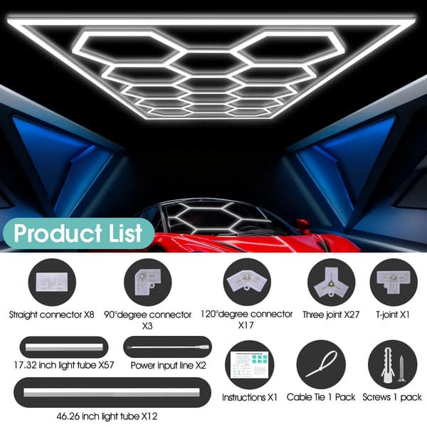 Garage Lys, Super Lysende LED, Tilpasselig Opsætning,14 Gitter med Ramme