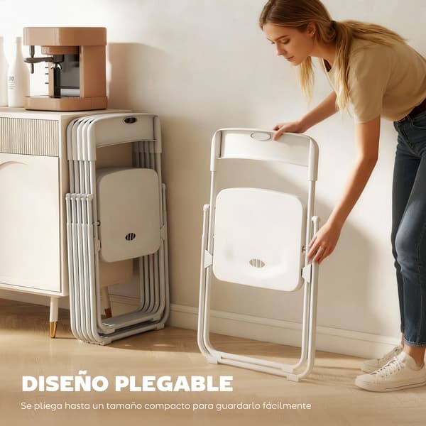 Fällstolar, Böjd Ryggstöd, Platsbesparande Design,VIT