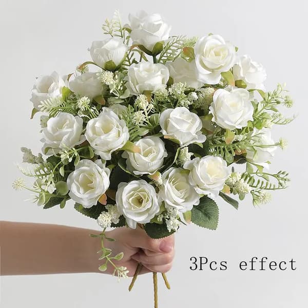 Blomsterbuket, Elegant Design, Alsidige Anvendelser,3Pcs-e, HVID