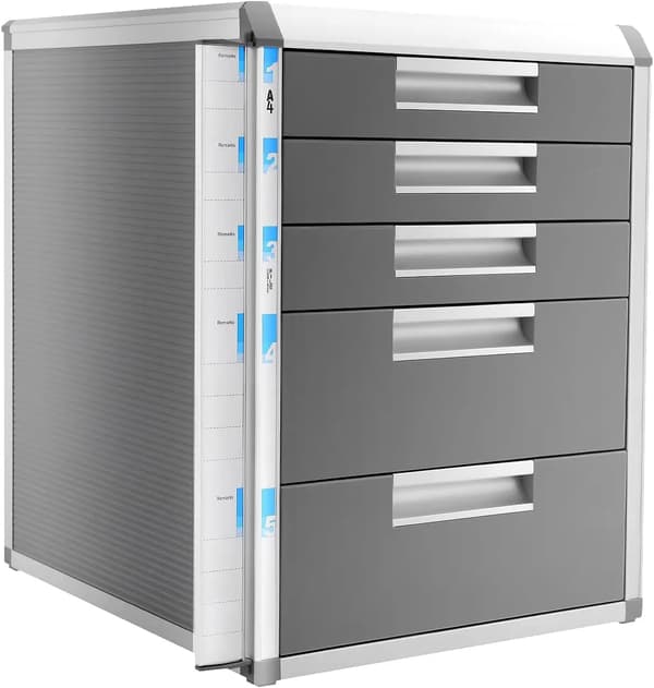 Fil Sorter, 5-Skuffe Organizer, Holdbart Aluminiumlegering,GRÅ