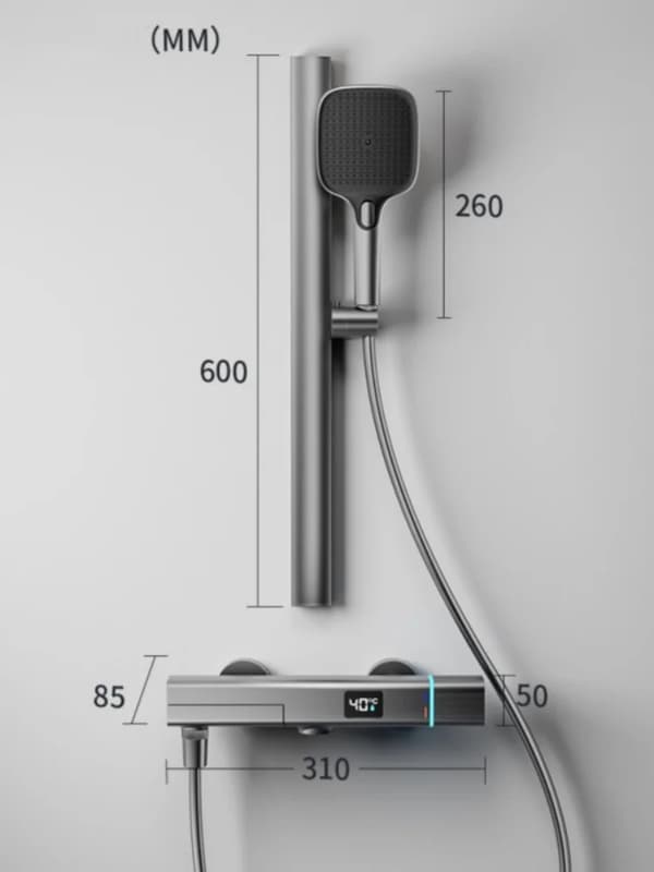 Duschsystem, Justerbar Höjd, Högkvalitativa Material,Mörkgrå