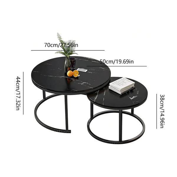 Kaffebord, Rundt Design, Moderne Stil,Sort ramme,-Sort marmor