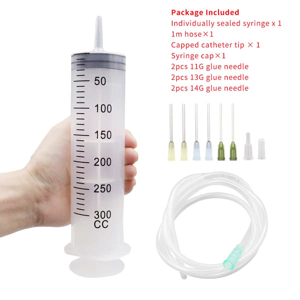 Spruta, Multi-volymområde, Hållbar plastkonstruktion,300ml slangspruta