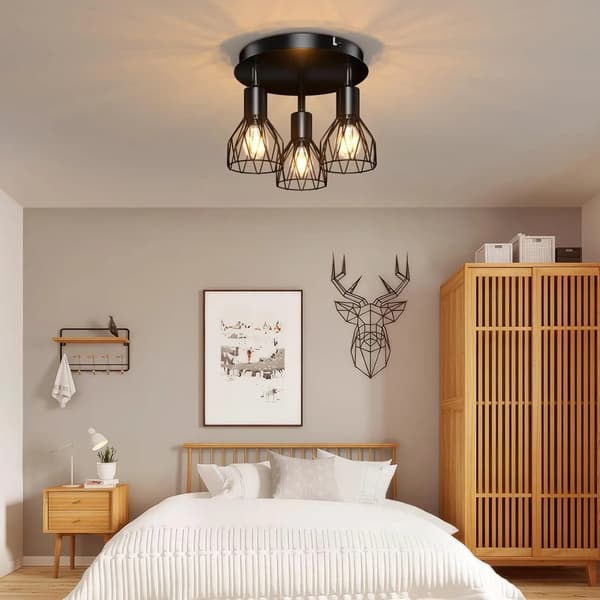 Loftlampe, Industriel Stil, Justerbart Spotlys,sort, Ingen pære