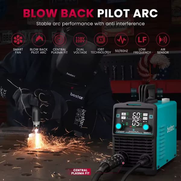 Plasma Cutter, 60A Skærekapacitet, Bærbart Design,sort, EU stik